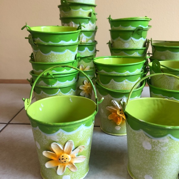 SOLD NWOT green polka dot mini bucket w/handle - Picture 3 of 5